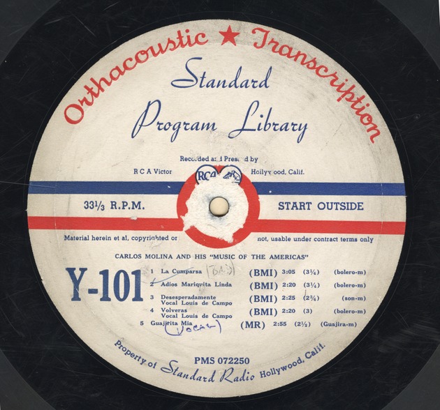 Music of the Americas Y-101 - Record Label